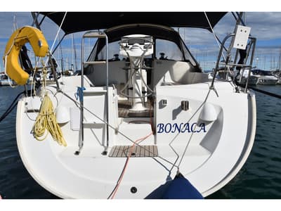 Cockpit of Bonaca, a Jeanneau Sun Odyssey 37 sailboat at Izola / Isola, Slovenia