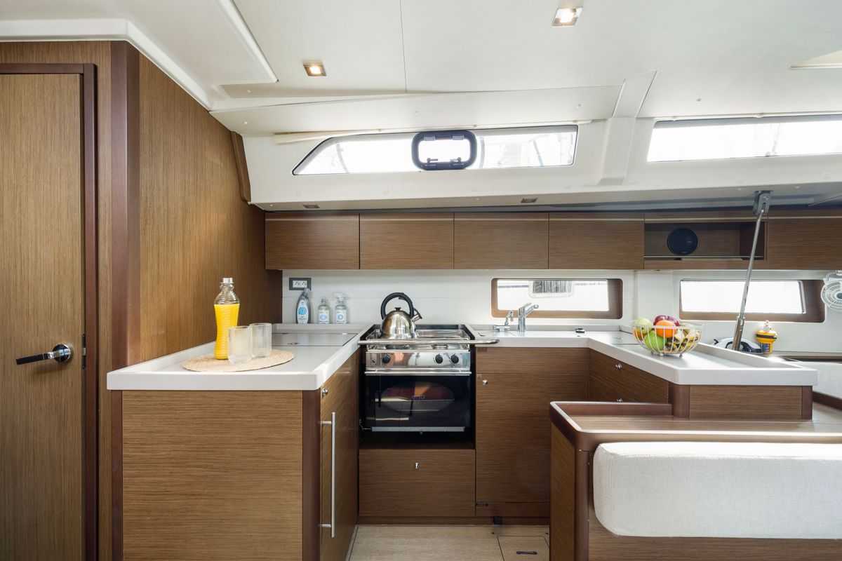 Galley of Polis, a Beneteau Oceanis 51.1 sailboat at Kos, Greece