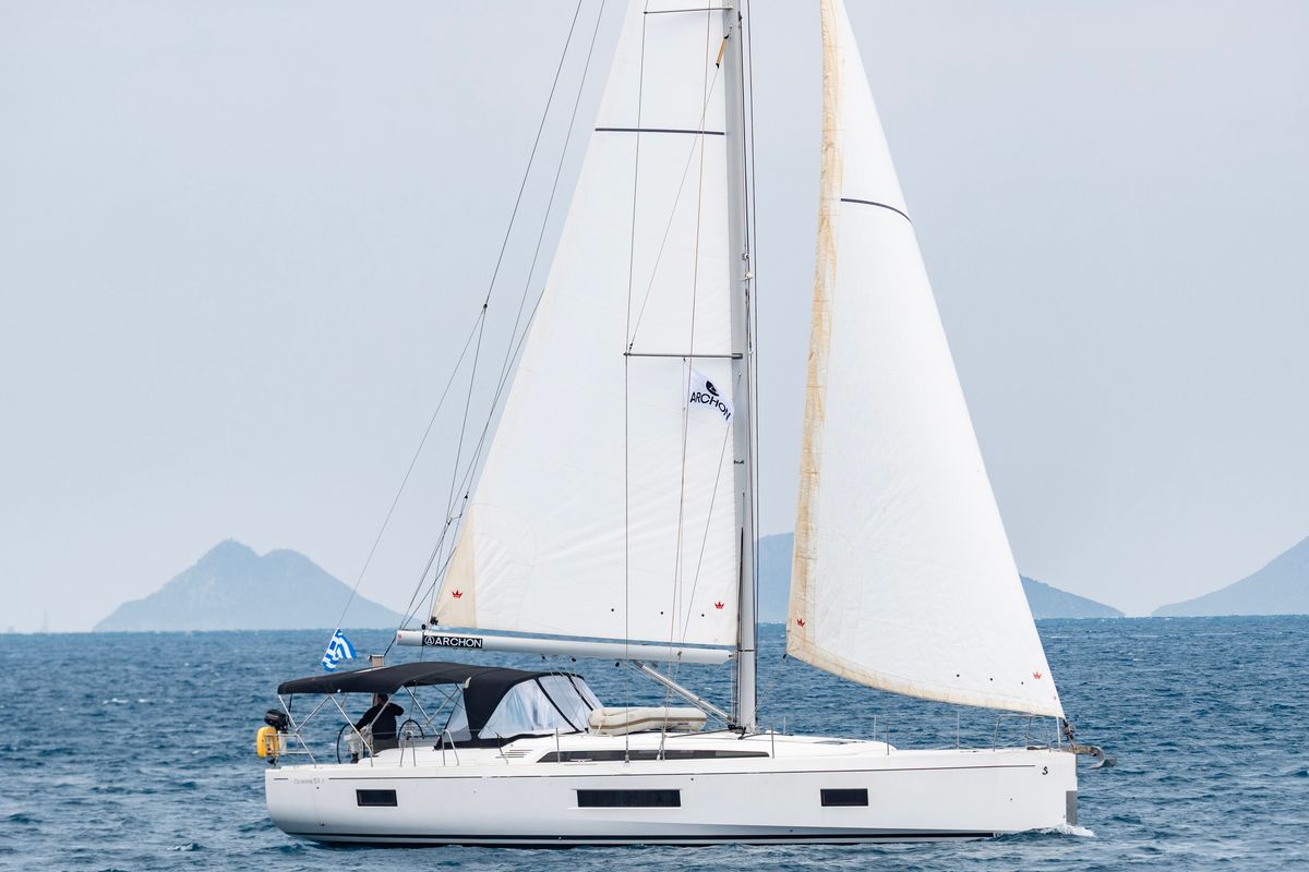 Exterior view of Polis, a Beneteau Oceanis 51.1 sailboat at Kos, Greece
