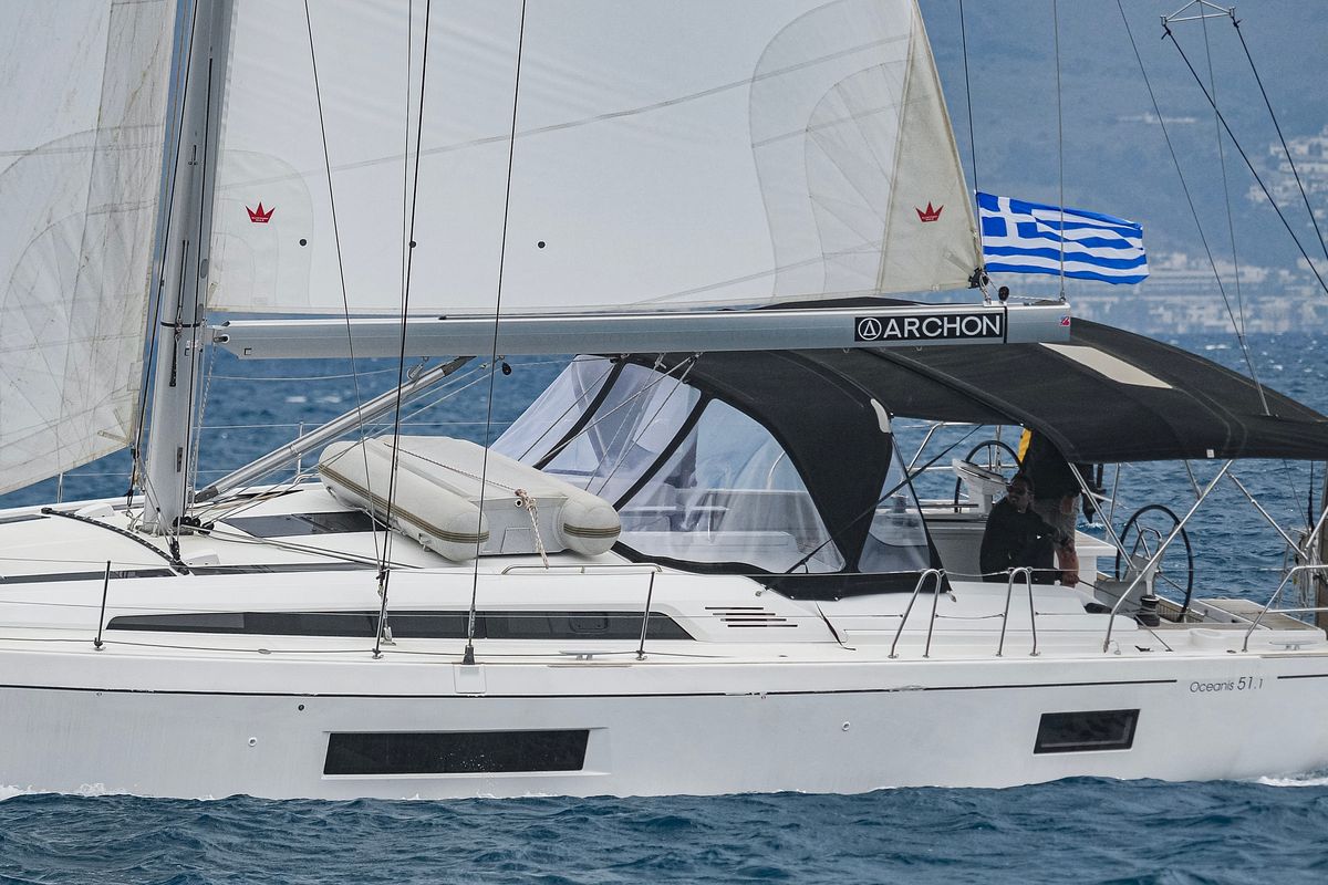 Cockpit of Polis, a Beneteau Oceanis 51.1 sailboat at Kos, Greece