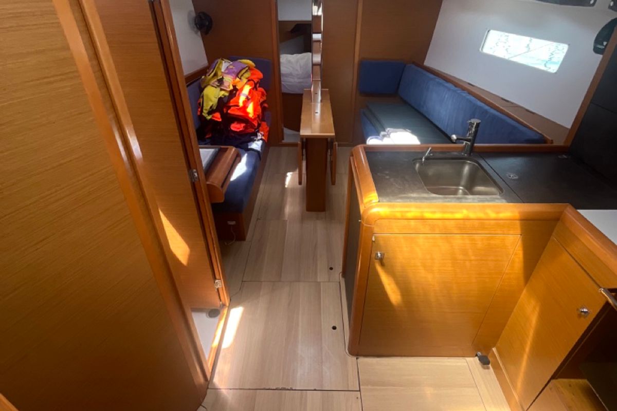 Salon of MINI, a Jeanneau Sun Odyssey 349 sailboat at Općina Sukošan, Croatia