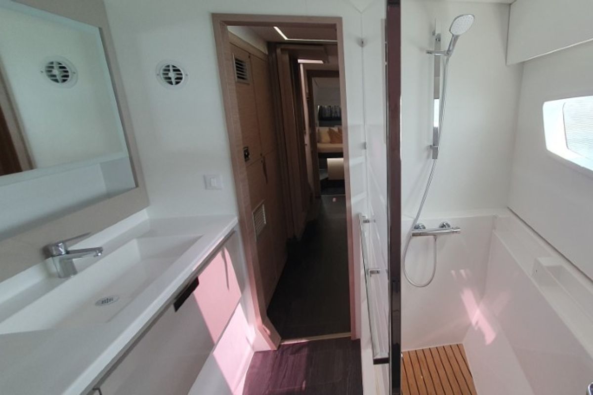 Head on Dreamcatcher, a Fountaine Pajot Elba 45 catamaran at Seget Donji, Croatia