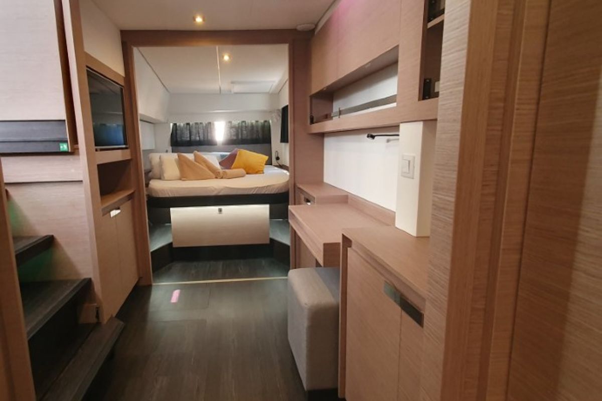 Cabin on Dreamcatcher, a Fountaine Pajot Elba 45 catamaran at Seget Donji, Croatia