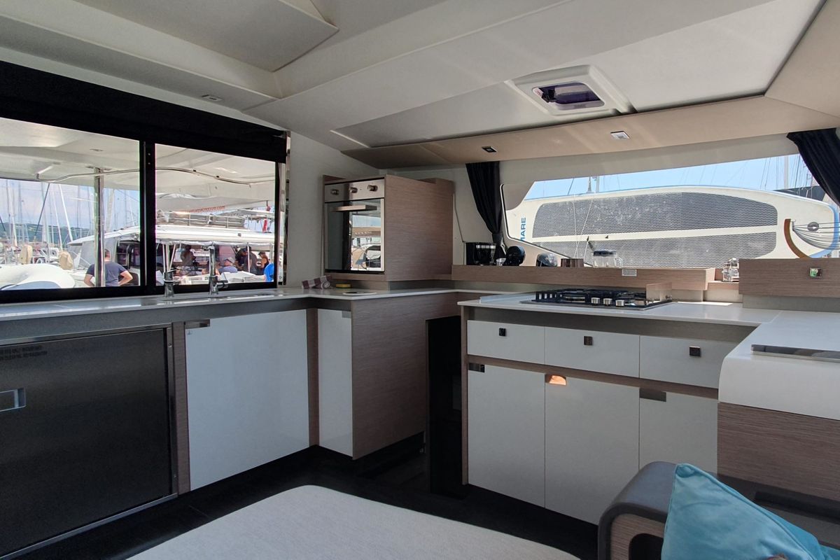 Galley of Dreamcatcher, a Fountaine Pajot Elba 45 catamaran at Seget Donji, Croatia