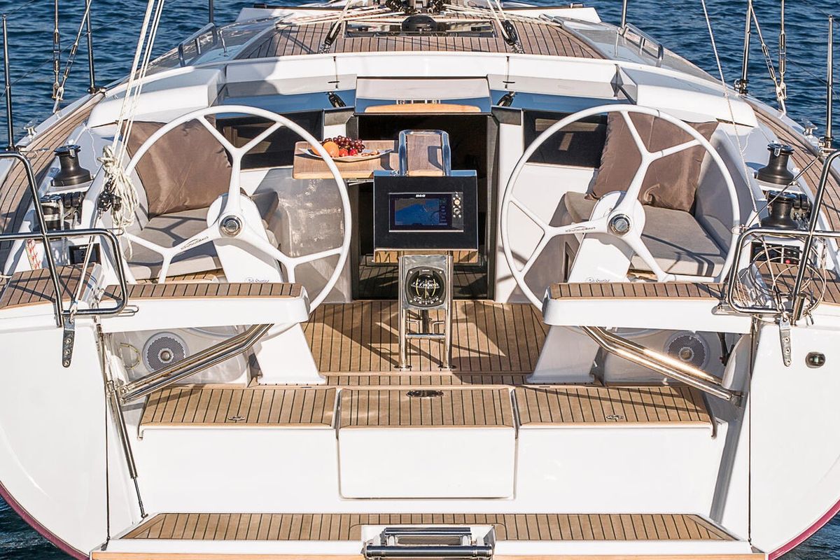Cockpit of Abigail, a Hanse Yachts Hanse 388 sailboat at Betina, Croatia