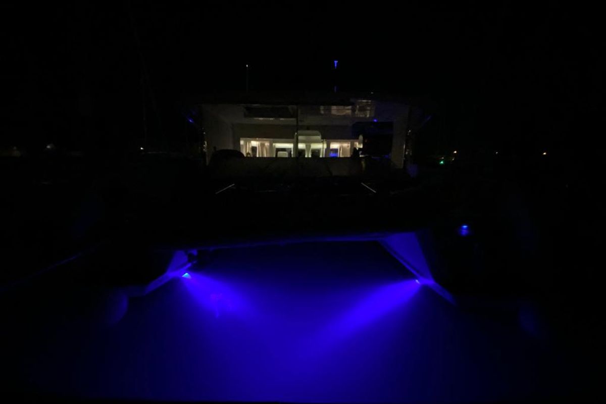 Exterior view of Aeropi, a Lagoon 450 Fly catamaran at Municipal Unit of Lefkada, Greece