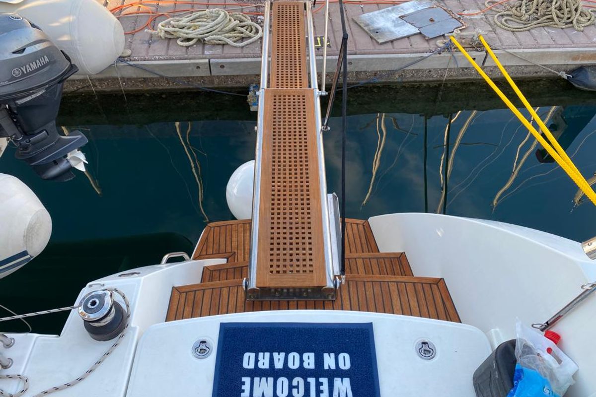 Deck of Aeropi, a Lagoon 450 Fly catamaran at Municipal Unit of Lefkada, Greece