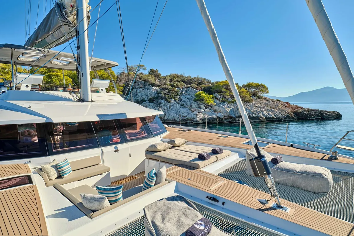 Sunmoon, a Fountaine Pajot Alegria 67 catamaran at Municipal Unit of Nea Peramos, Greece