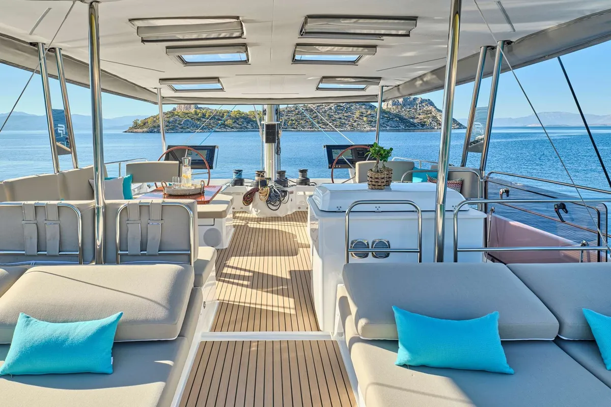 Sunmoon, a Fountaine Pajot Alegria 67 catamaran at Municipal Unit of Nea Peramos, Greece