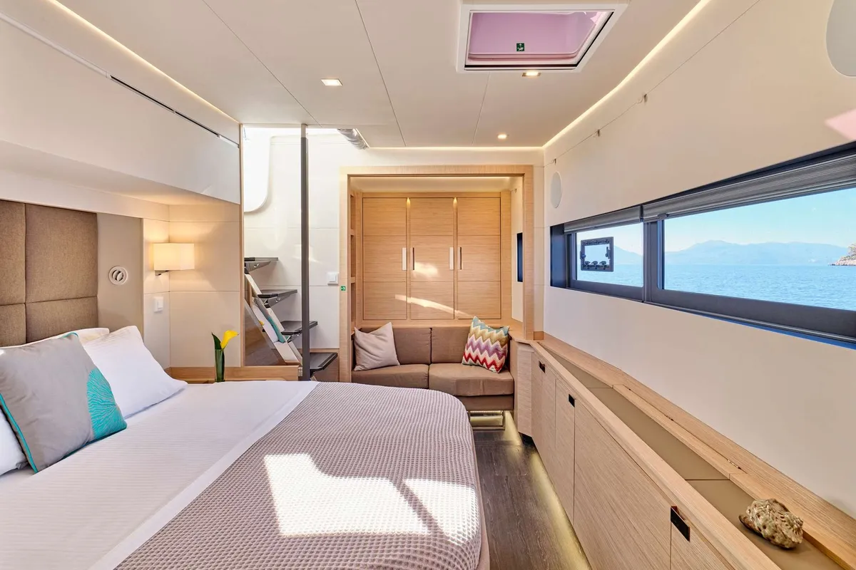 Sunmoon, a Fountaine Pajot Alegria 67 catamaran at Municipal Unit of Nea Peramos, Greece