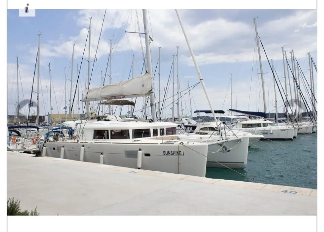 Exterior view of Sunshine I, a Lagoon 450 F catamaran at Dubrovnik, Croatia