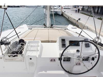 Cockpit of Sunshine I, a Lagoon 450 F catamaran at Dubrovnik, Croatia