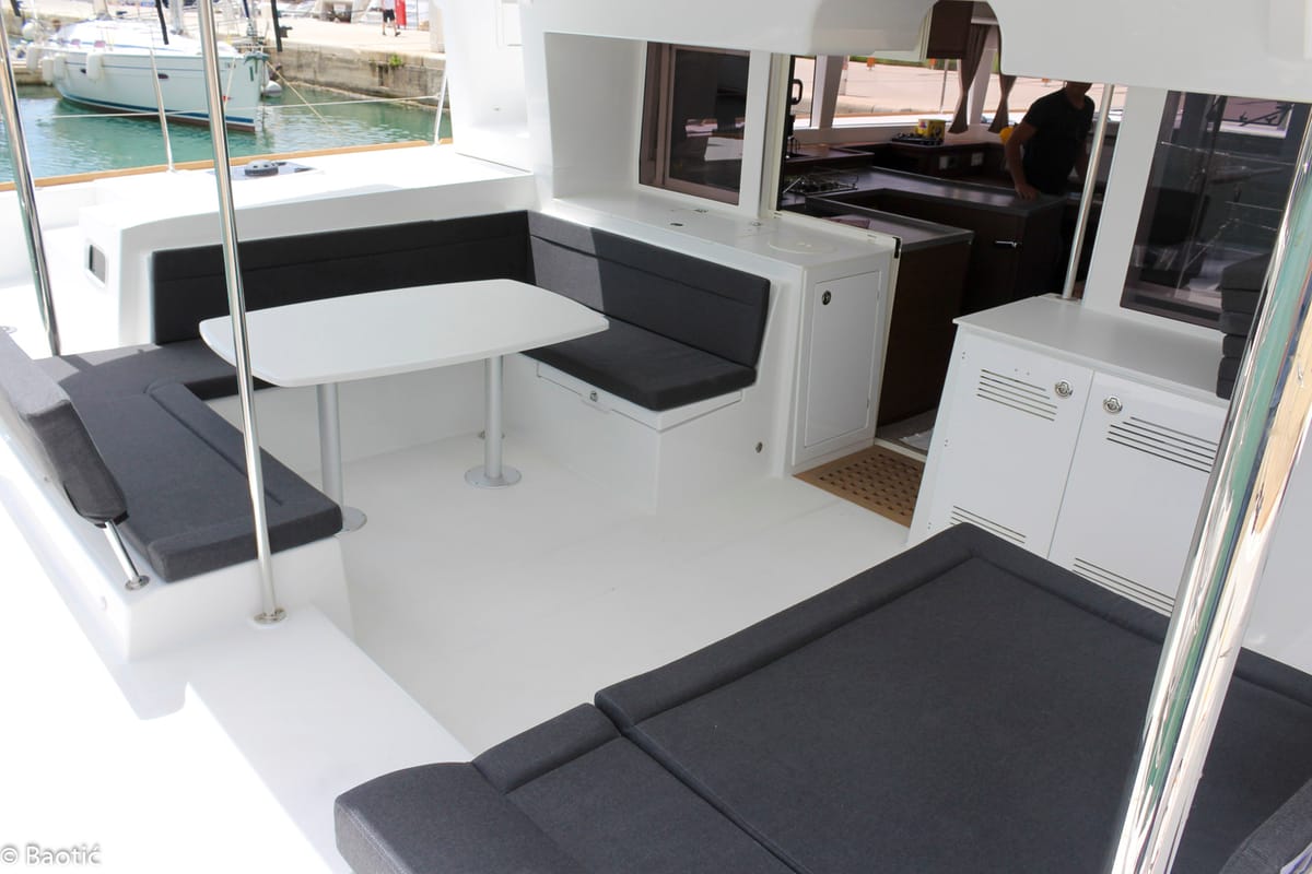 Deck of Moja Mala, a Lagoon 450 catamaran at Seget Donji, Croatia