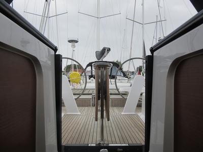 Cockpit of Nine, a Hanse Yachts Hanse 418 sailboat at Fisksätra, Sweden