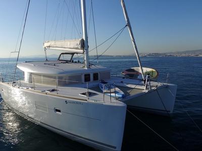 Exterior view of Sailing Blue 4, a Lagoon 400 S2 catamaran at Athens, Greece