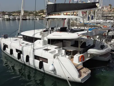 Sea Star, a Lagoon Lagoon 46 catamaran at Lavreotiki Municipal Unit, Greece