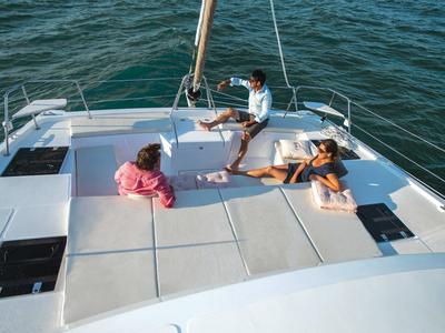 Deck of Rafaela, a Bali Catspace catamaran at Municipal Unit of Lefkada, Greece