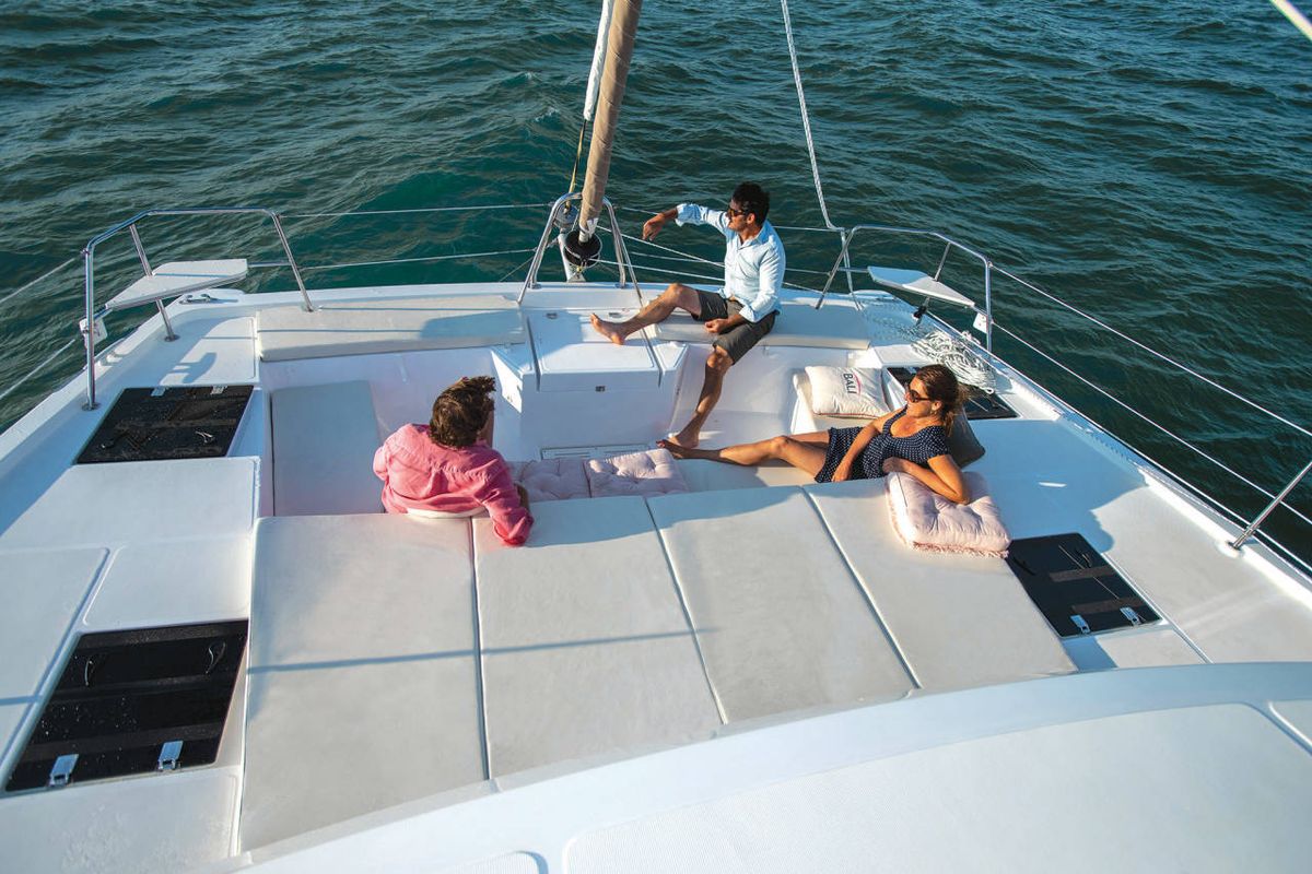 Deck of Rafaela, a Bali Catspace catamaran at Municipal Unit of Lefkada, Greece