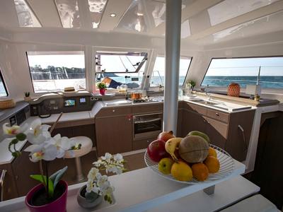 Galley of Rafaela, a Bali Catspace catamaran at Municipal Unit of Lefkada, Greece