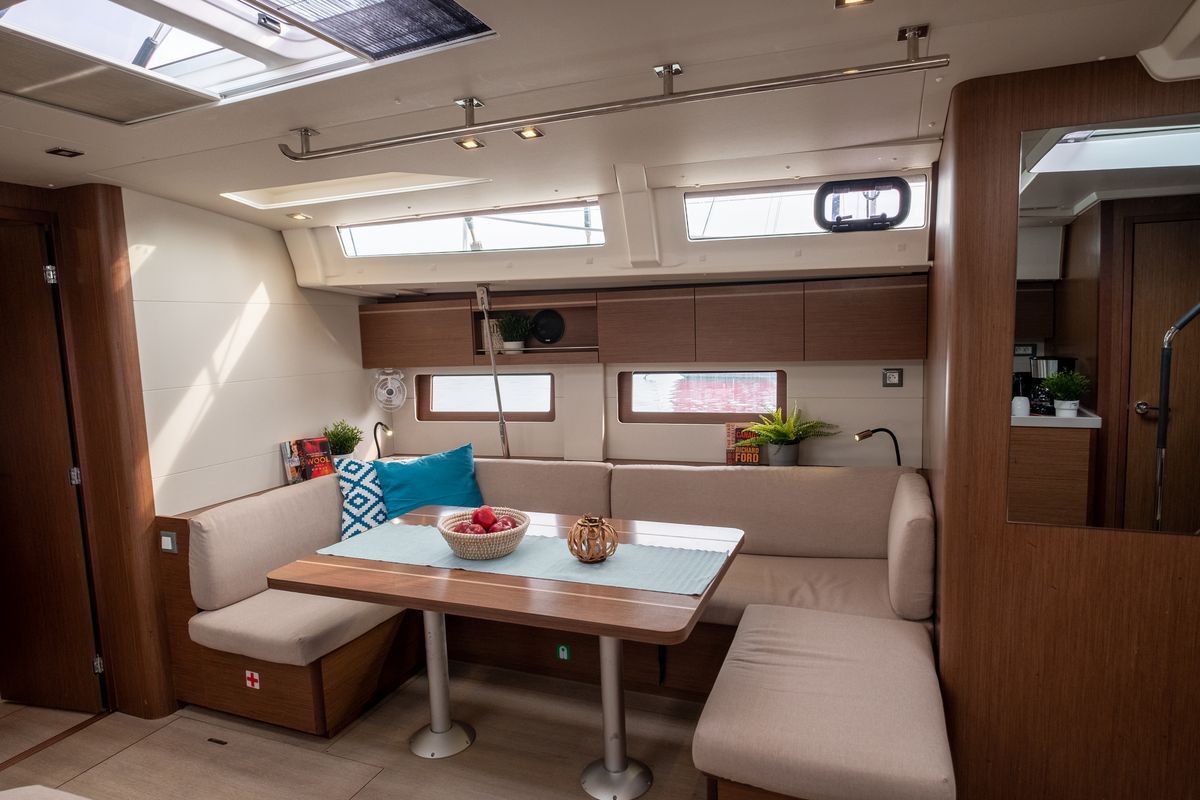 Salon of Aloha, a Beneteau Oceanis 51.1 sailboat at Municipal Unit of Lefkada, Greece