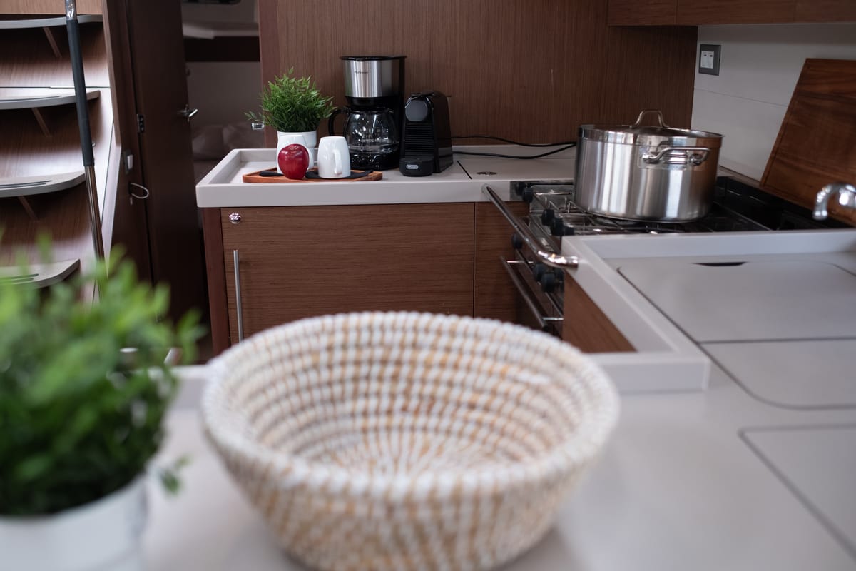 Galley of Aloha, a Beneteau Oceanis 51.1 sailboat at Municipal Unit of Lefkada, Greece