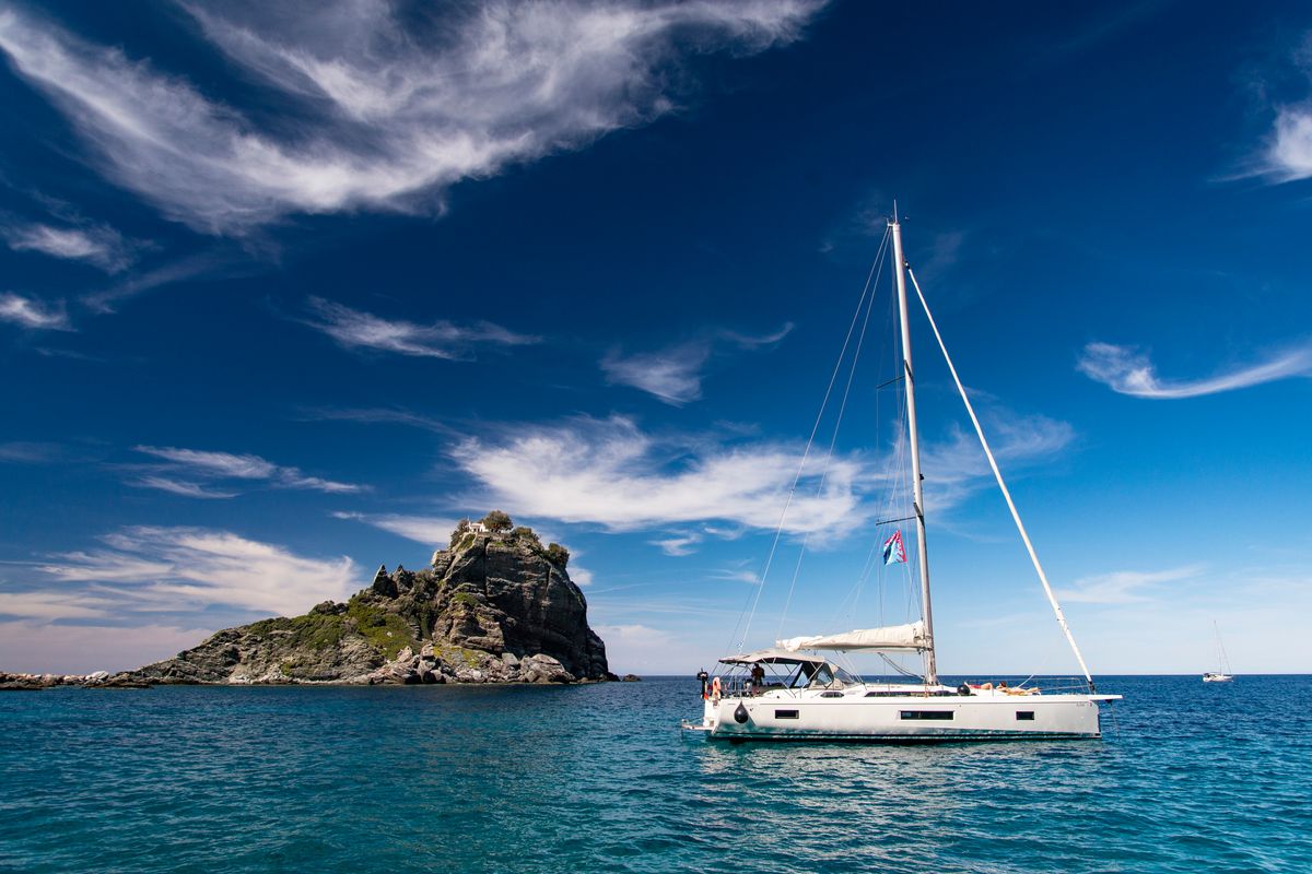 Exterior view of Aloha, a Beneteau Oceanis 51.1 sailboat at Municipal Unit of Lefkada, Greece