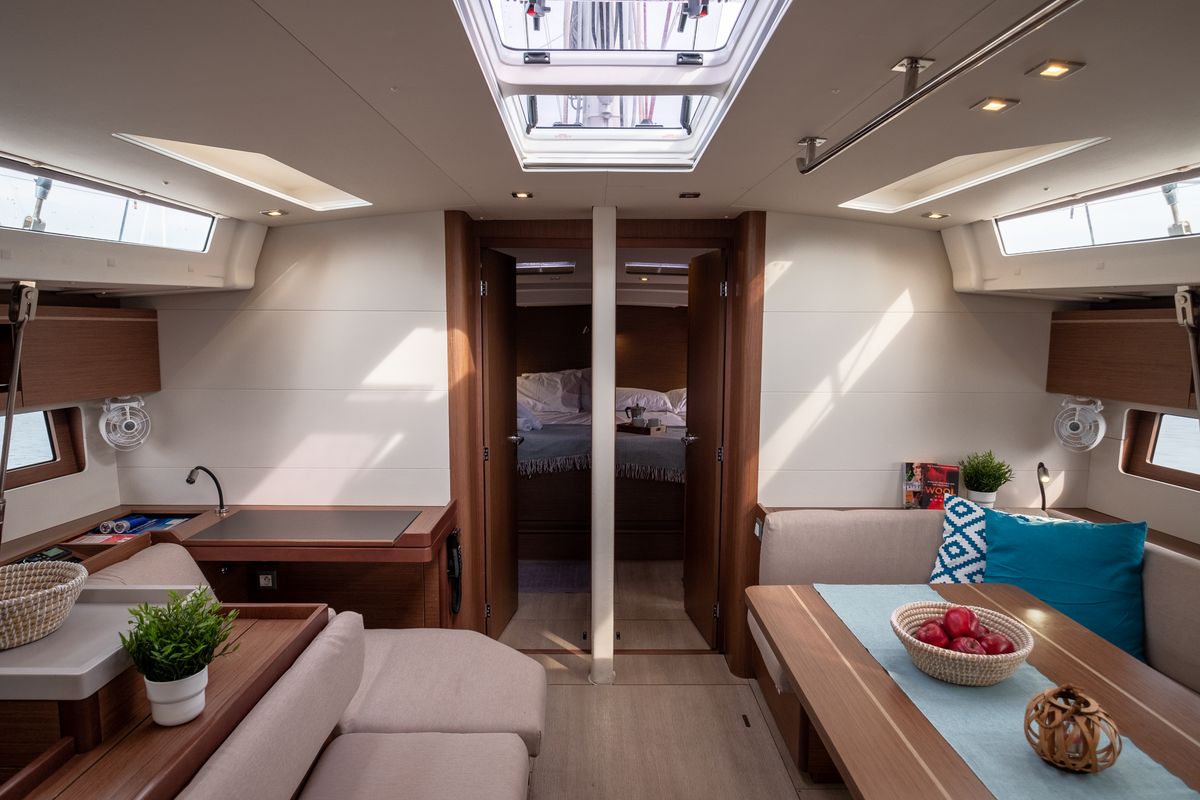 Salon of Aloha, a Beneteau Oceanis 51.1 sailboat at Municipal Unit of Lefkada, Greece
