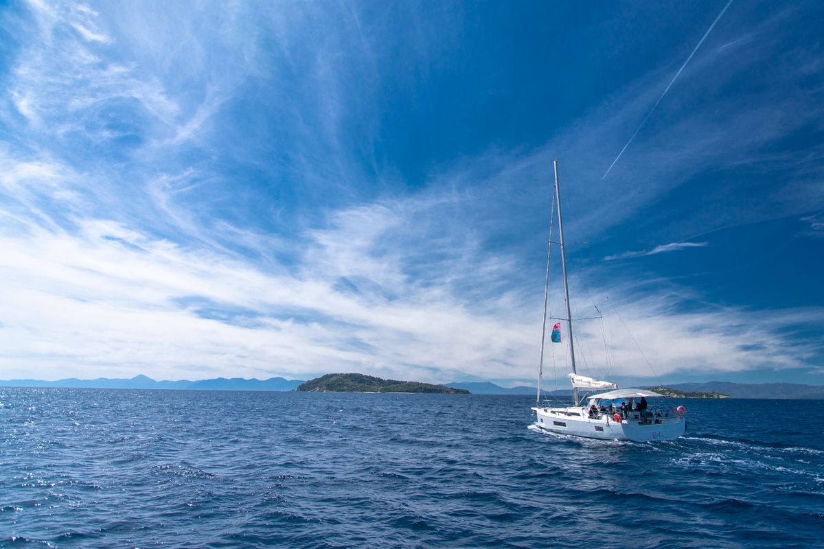 Exterior view of Aloha, a Beneteau Oceanis 51.1 sailboat at Municipal Unit of Lefkada, Greece