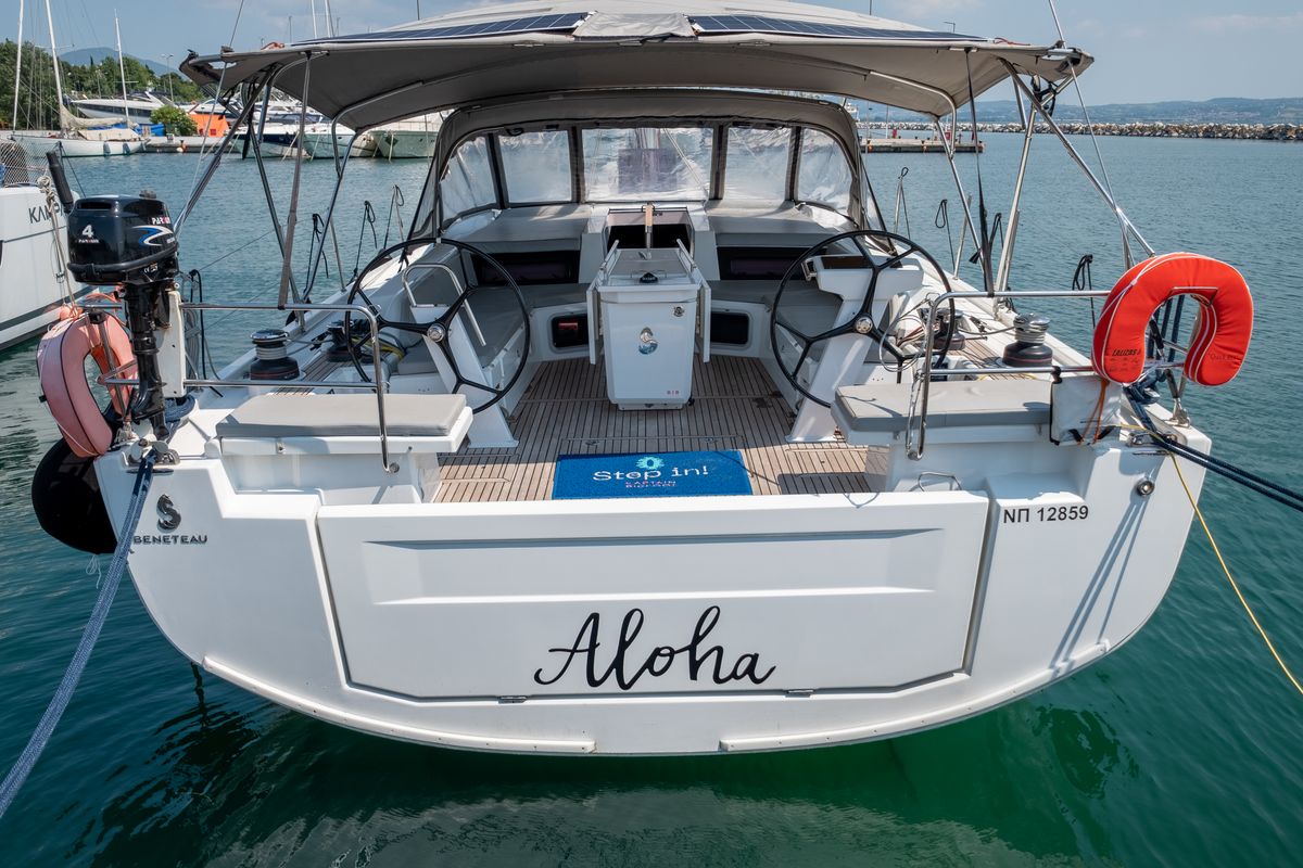 Cockpit of Aloha, a Beneteau Oceanis 51.1 sailboat at Municipal Unit of Lefkada, Greece
