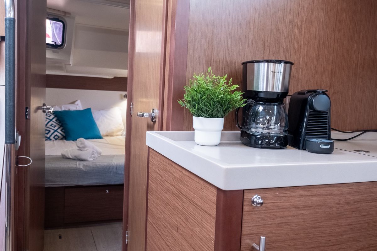 Galley of Aloha, a Beneteau Oceanis 51.1 sailboat at Municipal Unit of Lefkada, Greece