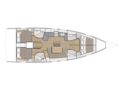 Floor plan of Serenity, a Beneteau Oceanis 46.1 sailboat at Kos, Greece