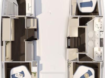Floor plan of Cost of Carey, a Fountaine Pajot FP 41 Maesto 3 catamaran at Charlotte Amalie, United States