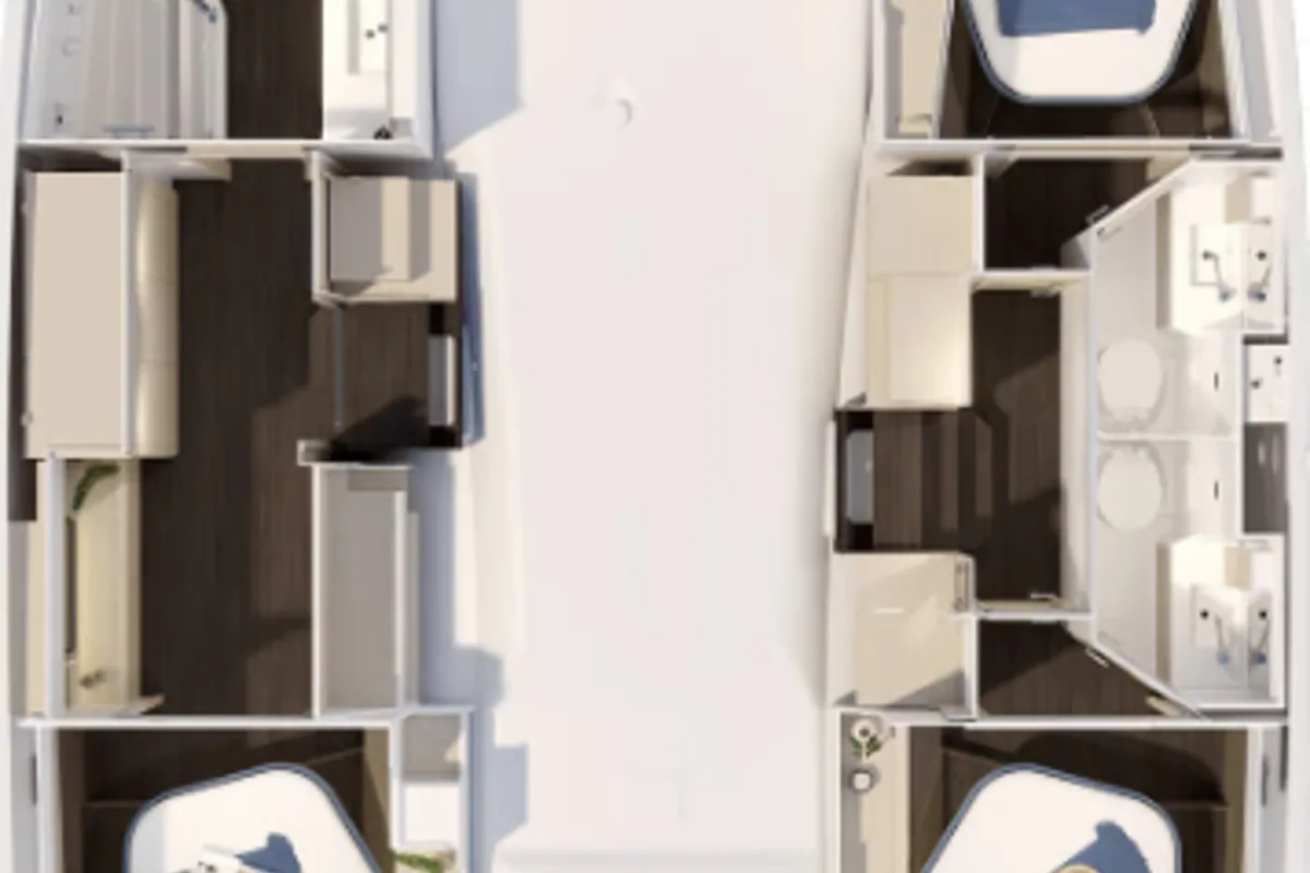 Floor plan of Cost of Carey, a Fountaine Pajot FP 41 Maesto 3 catamaran at Charlotte Amalie, United States