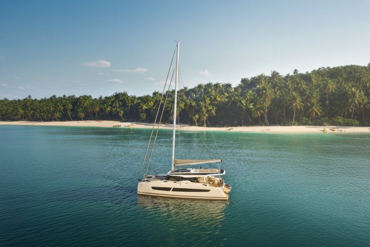 Exterior view of Cost of Carey, a Fountaine Pajot FP 41 Maesto 3 catamaran at Charlotte Amalie, United States