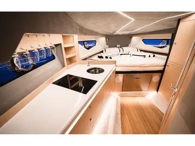 Galley of ALMA, a Focus Motor Yachts Focus Forza 37 motorboat at Saint-Tropez, France