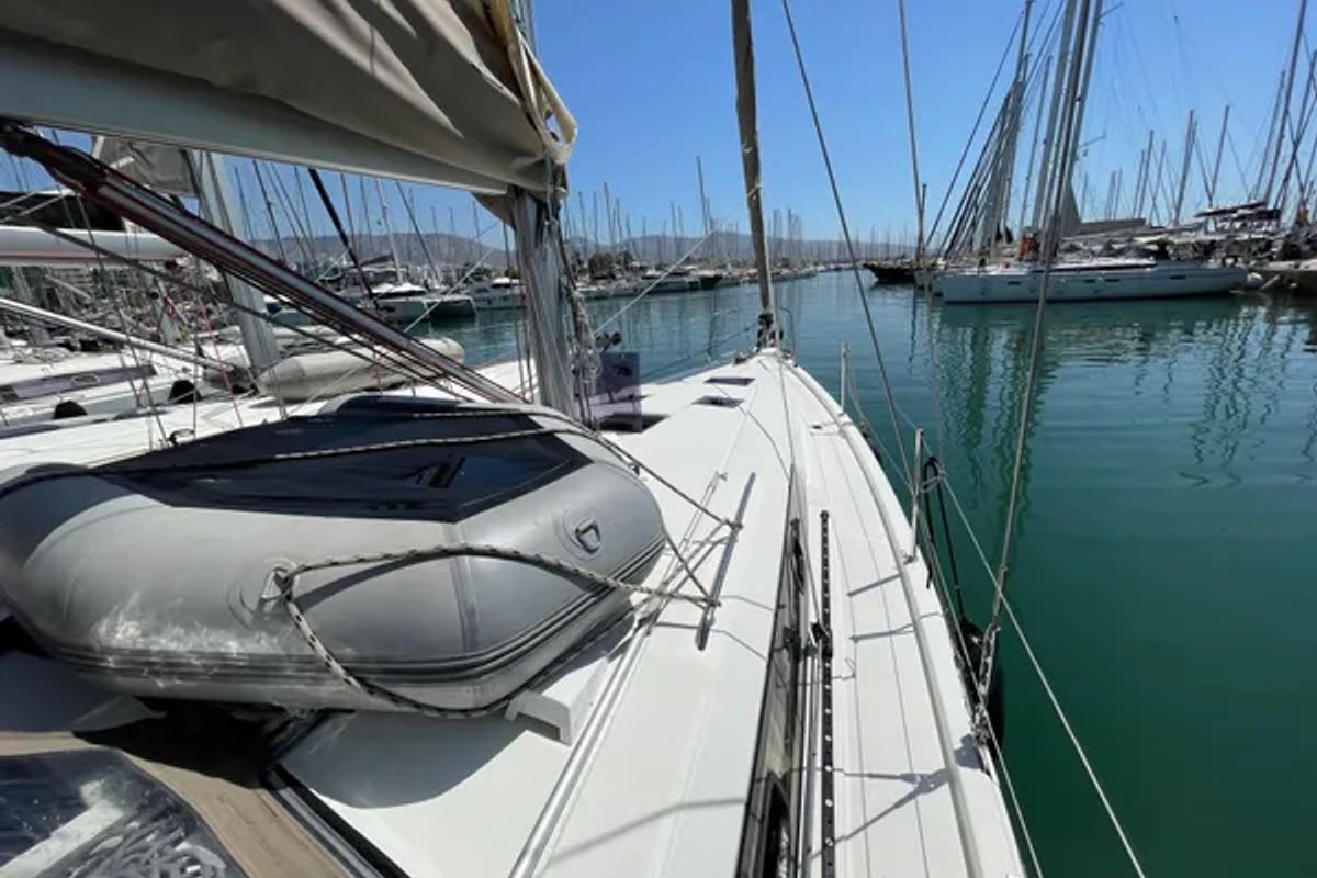 Deck of Black Lion, a Beneteau Oceanis 41.1 sailboat at Municipal Unit of Ellomenos, Greece
