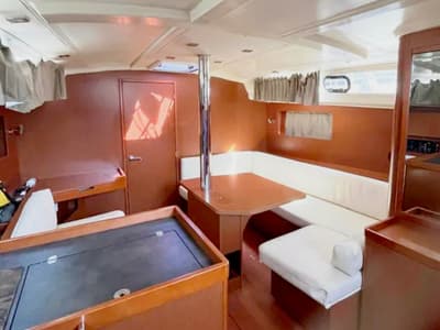 Salon of Black Lion, a Beneteau Oceanis 41.1 sailboat at Municipal Unit of Ellomenos, Greece