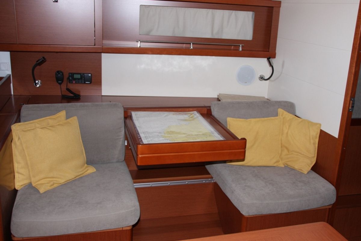 Salon of Tonic, a Beneteau Oceanis 45 sailboat at Marmaris, Turkey