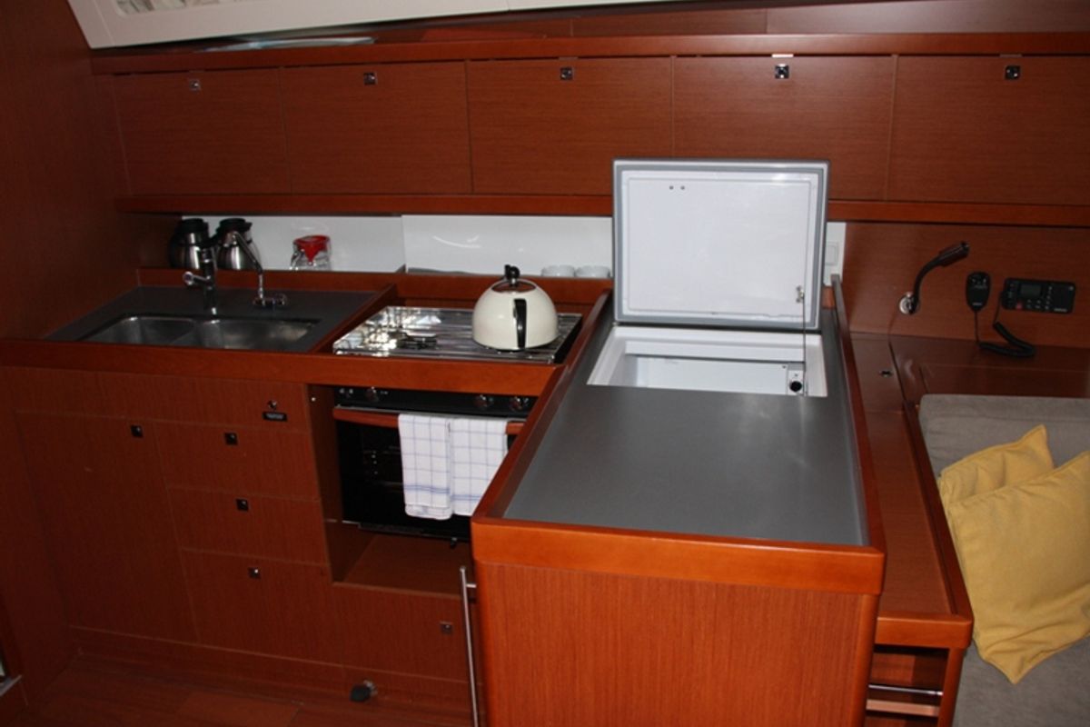 Galley of Tonic, a Beneteau Oceanis 45 sailboat at Marmaris, Turkey