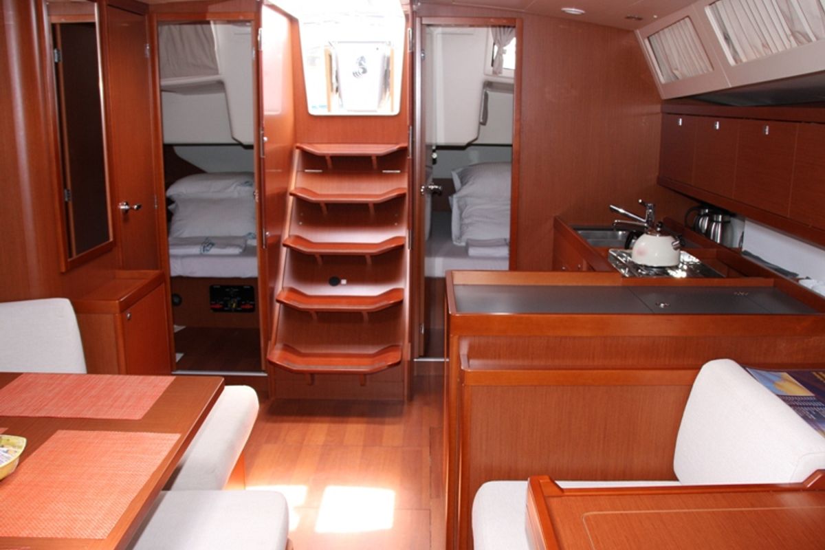 Salon of Tonic, a Beneteau Oceanis 45 sailboat at Marmaris, Turkey