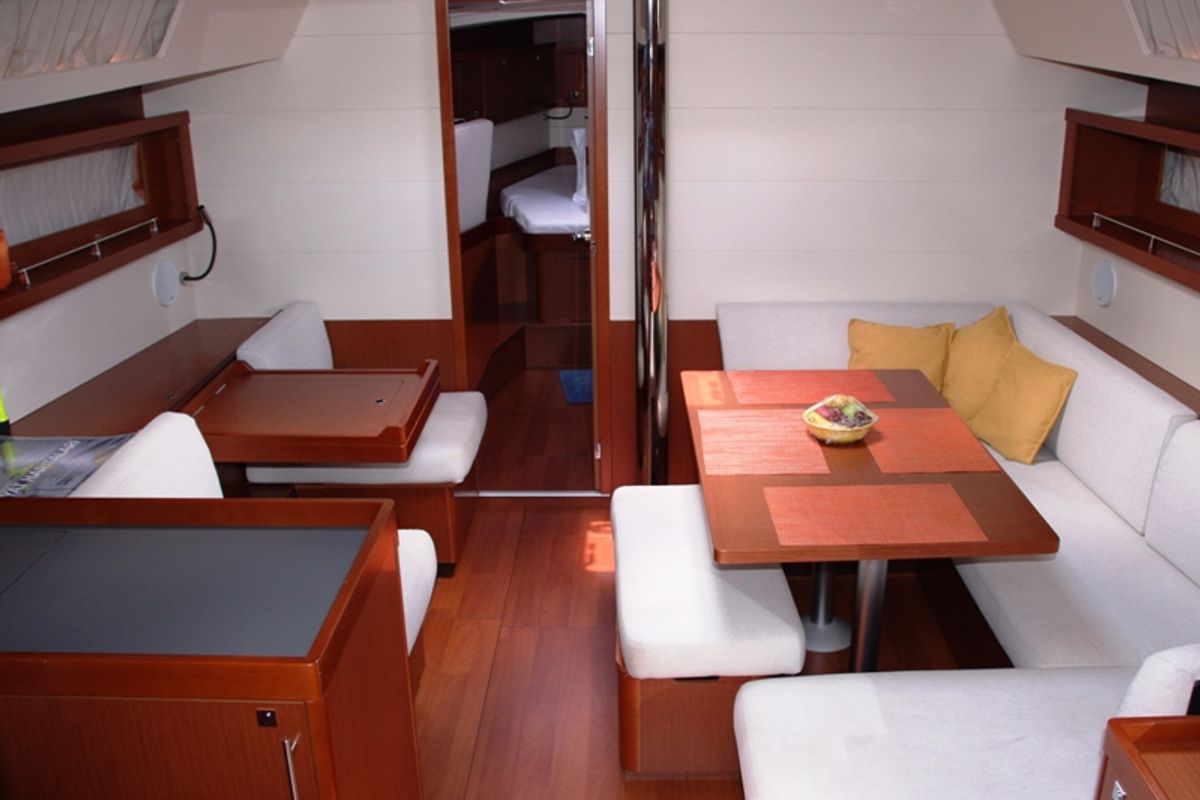 Salon of Tonic, a Beneteau Oceanis 45 sailboat at Marmaris, Turkey