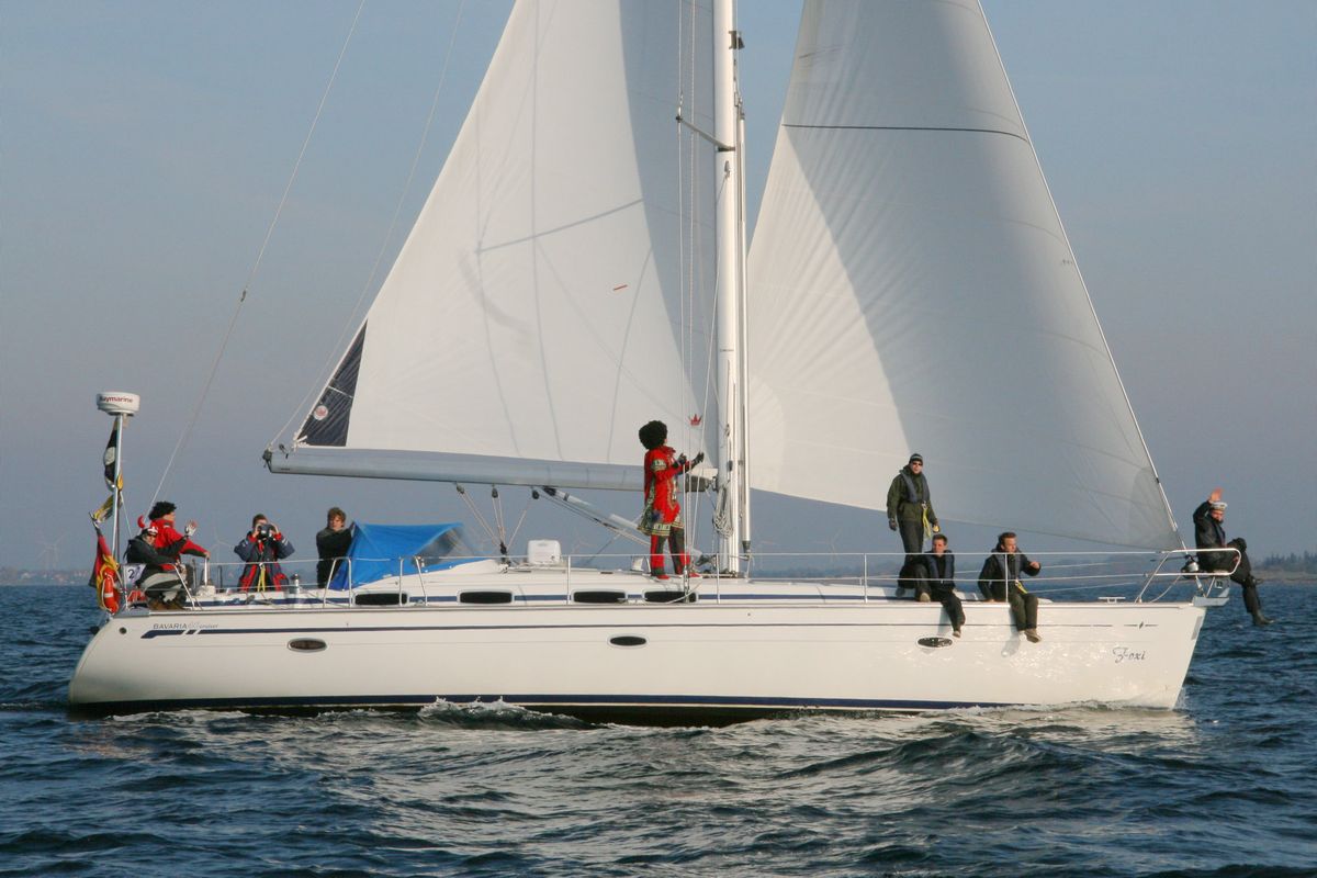 Exterior view of Foxi, a Bavaria 46 Cruiser sailboat at Heiligenhafen, Germany