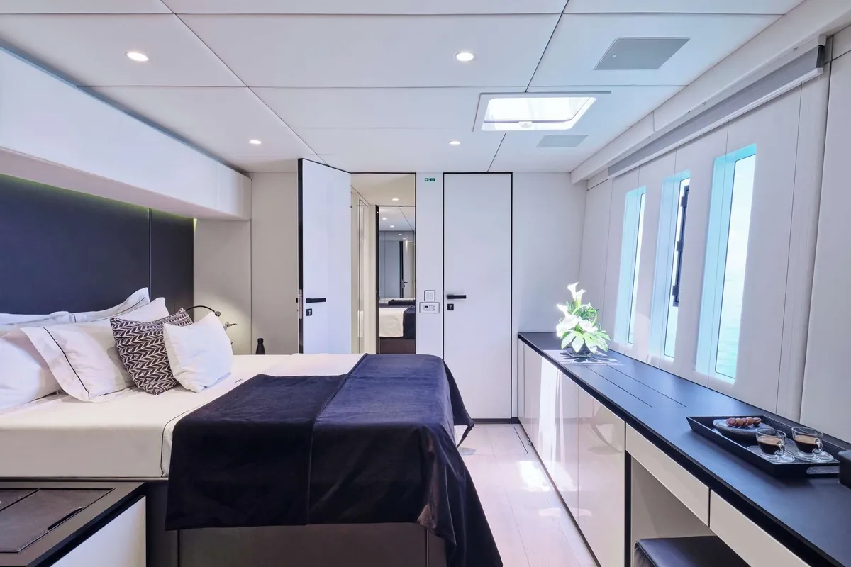 Above & Beyond, a Sunreef Yachts Sunreef 80 catamaran at Athens, Marina Delta Kallithea, Greece