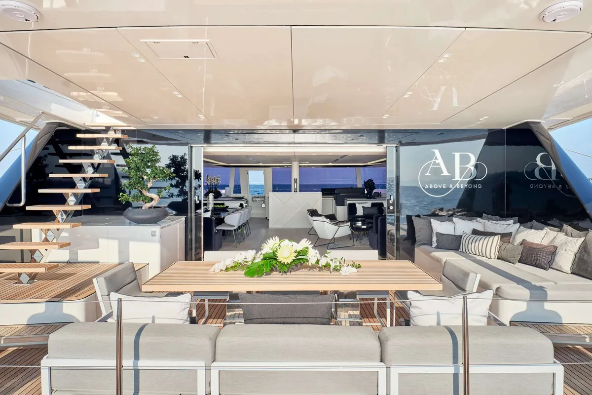 Above & Beyond, a Sunreef Yachts Sunreef 80 catamaran at Athens, Marina Delta Kallithea, Greece