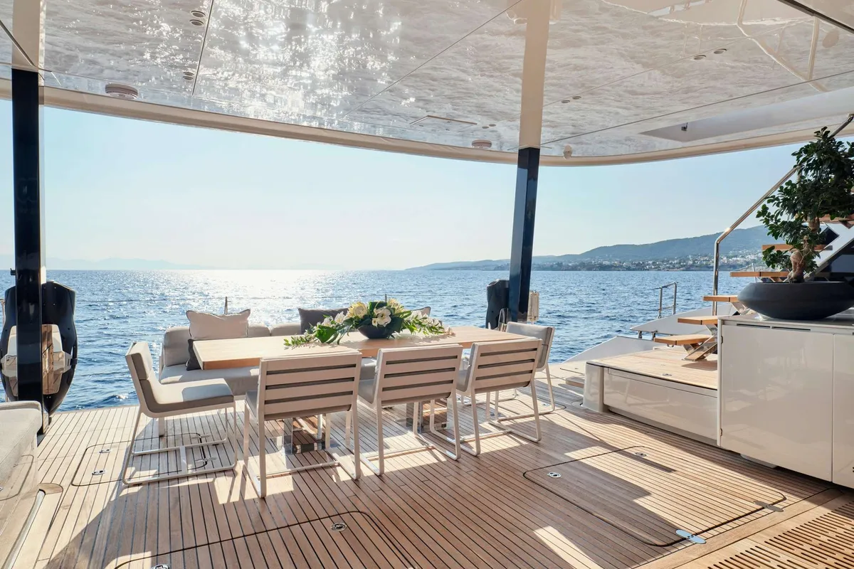 Above & Beyond, a Sunreef Yachts Sunreef 80 catamaran at Athens, Marina Delta Kallithea, Greece