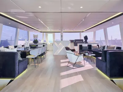 Above & Beyond, a Sunreef Yachts Sunreef 80 catamaran at Athens, Marina Delta Kallithea, Greece