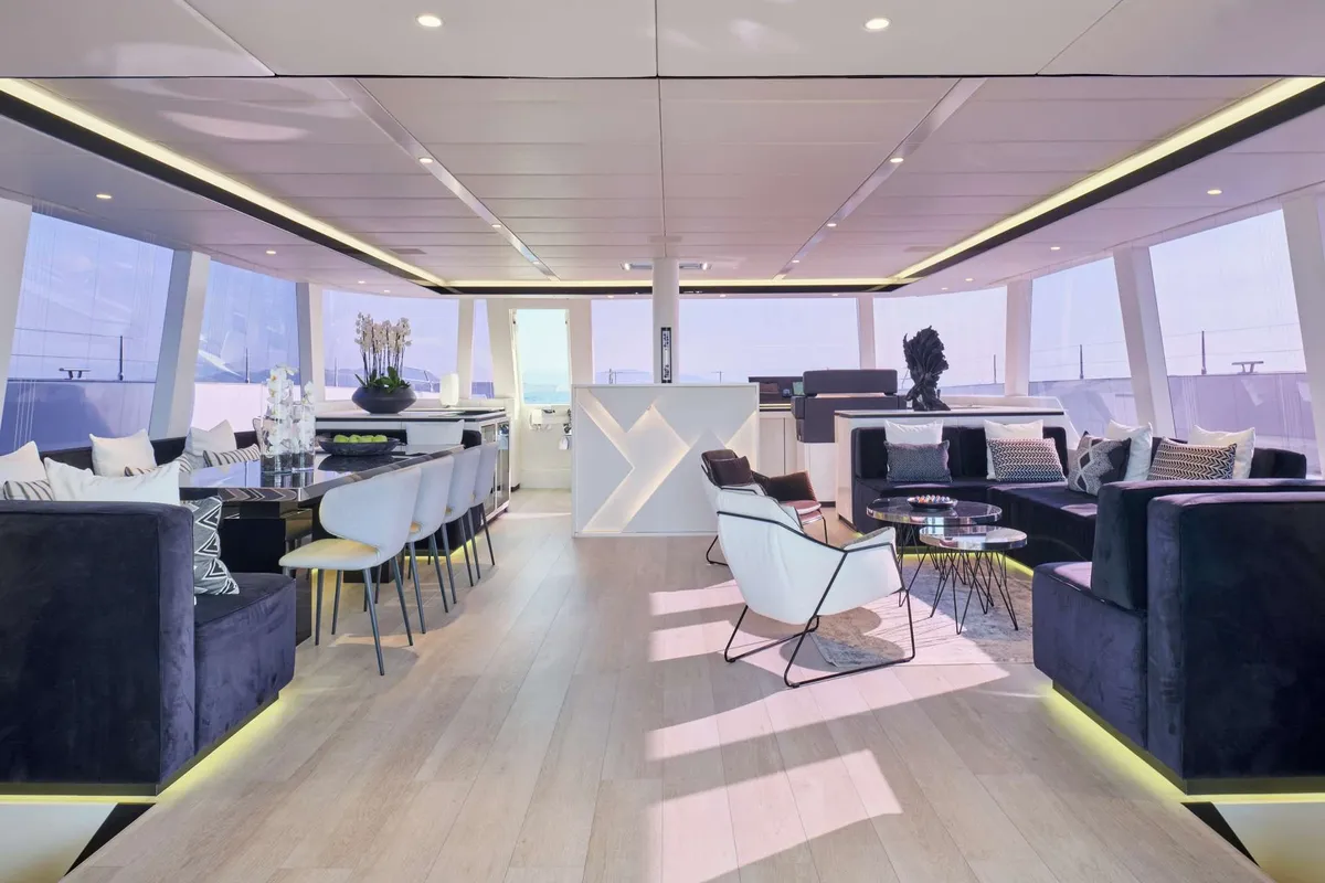 Above & Beyond, a Sunreef Yachts Sunreef 80 catamaran at Athens, Marina Delta Kallithea, Greece