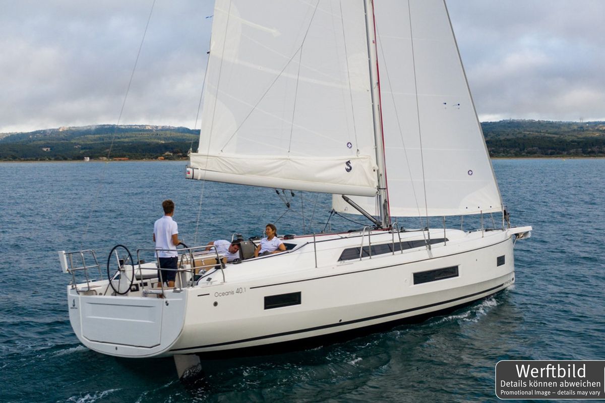 Exterior view of Namaka Ekolu, a Beneteau Oceanis 40.1 sailboat at Palma de Mallorca, Spain