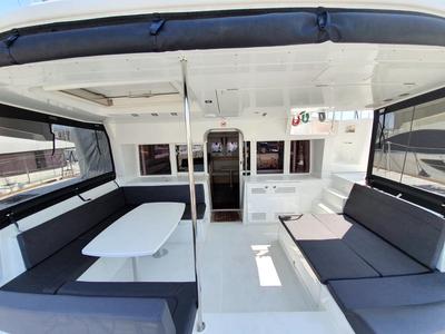 Deck of Dioni, a Lagoon 450 Fly catamaran at Athens, Greece