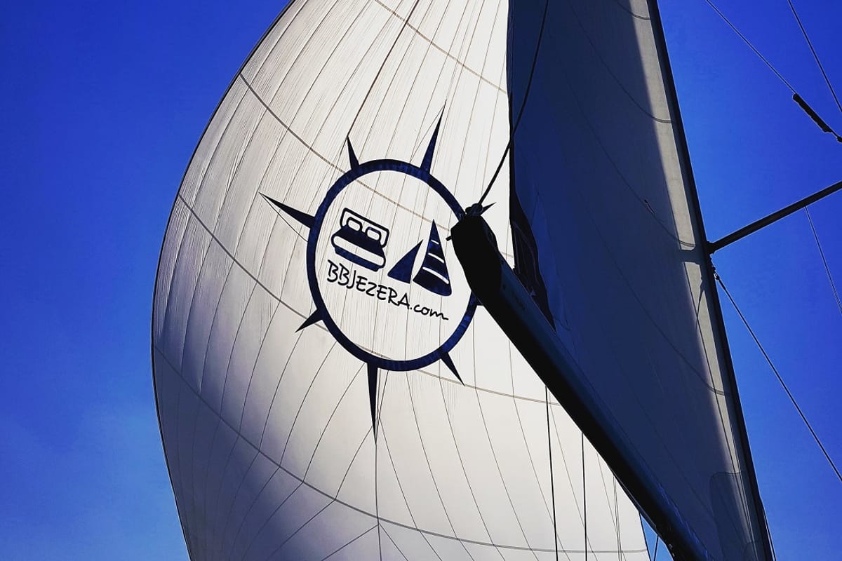 Exterior view of Flipper I, a Bavaria 44 sailboat at Jezera, Croatia